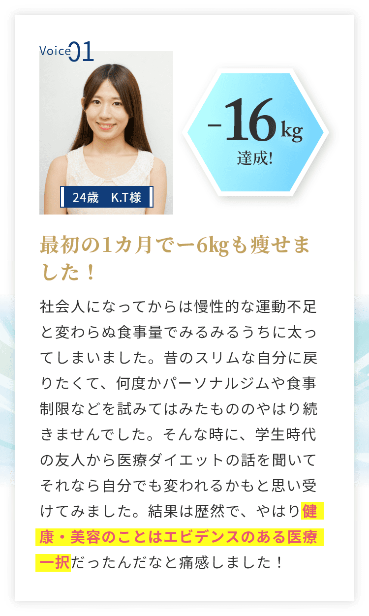 最初の1ヵ月で-6kgも痩せました